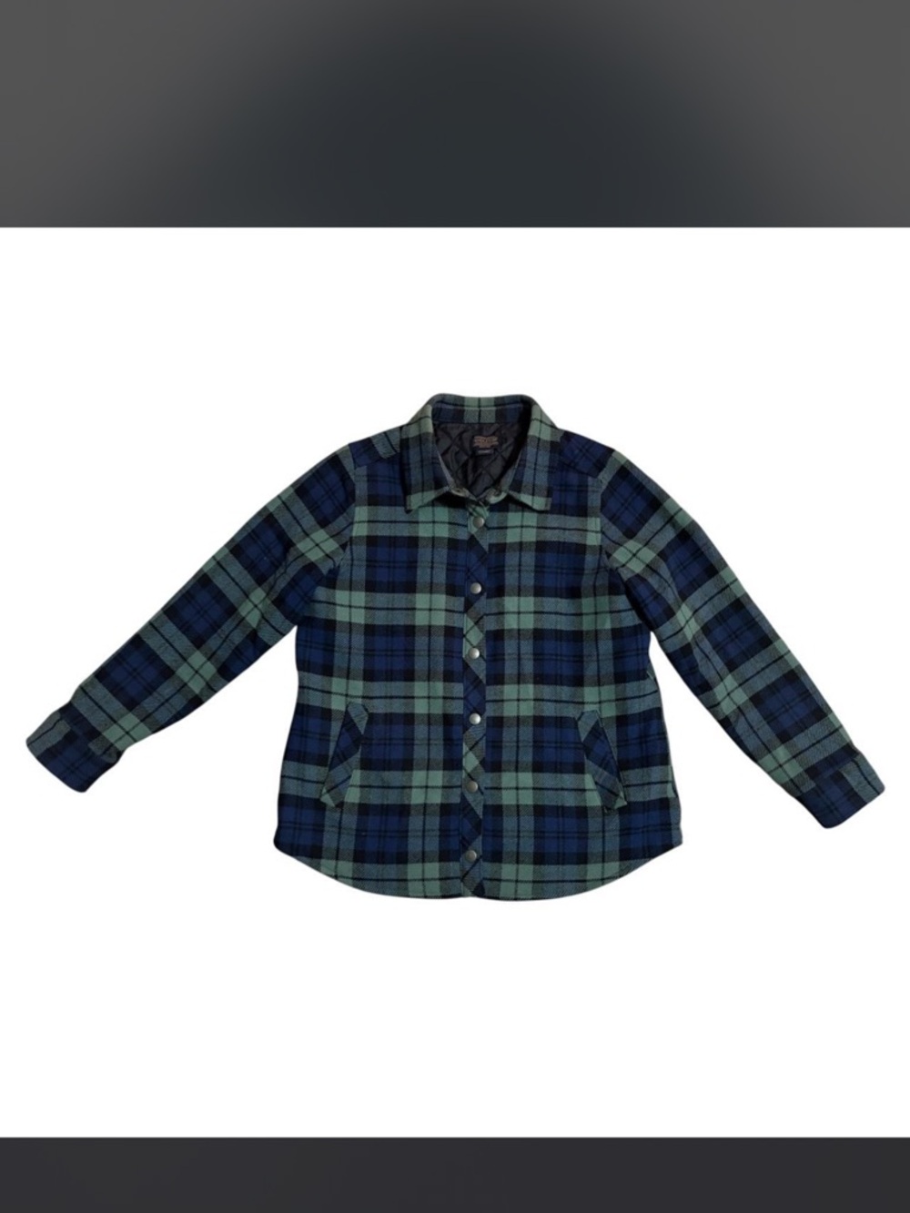 Vintage Pendleton green and blue plaid wool button up barn jacket